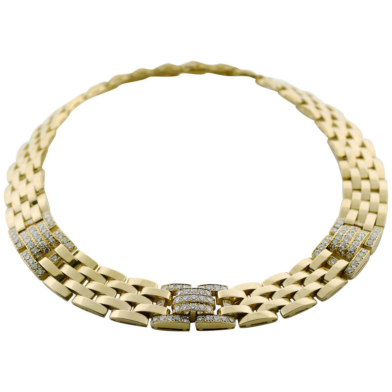 Cartier Maillon Panthere Five-Row Diamond Gold Necklace