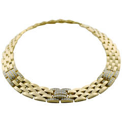 Cartier Maillon Panthere 5 Row Diamond Gold Necklace 3