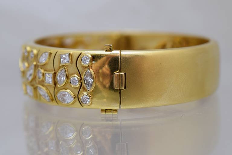 Contemporary Fancy-Cut Diamond Bangle Bracelet