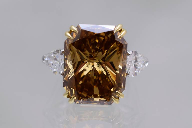 G.I.A. 20.51 Carat Cognac Diamond Solitaire Ring 3