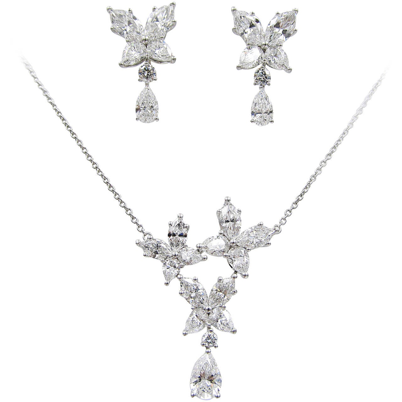 Harry Winston Diamond Platinum Necklace and Earrings