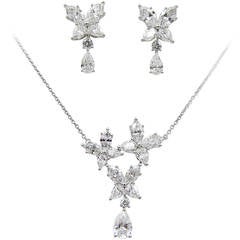 Retro Harry Winston Diamond Platinum Necklace and Earrings