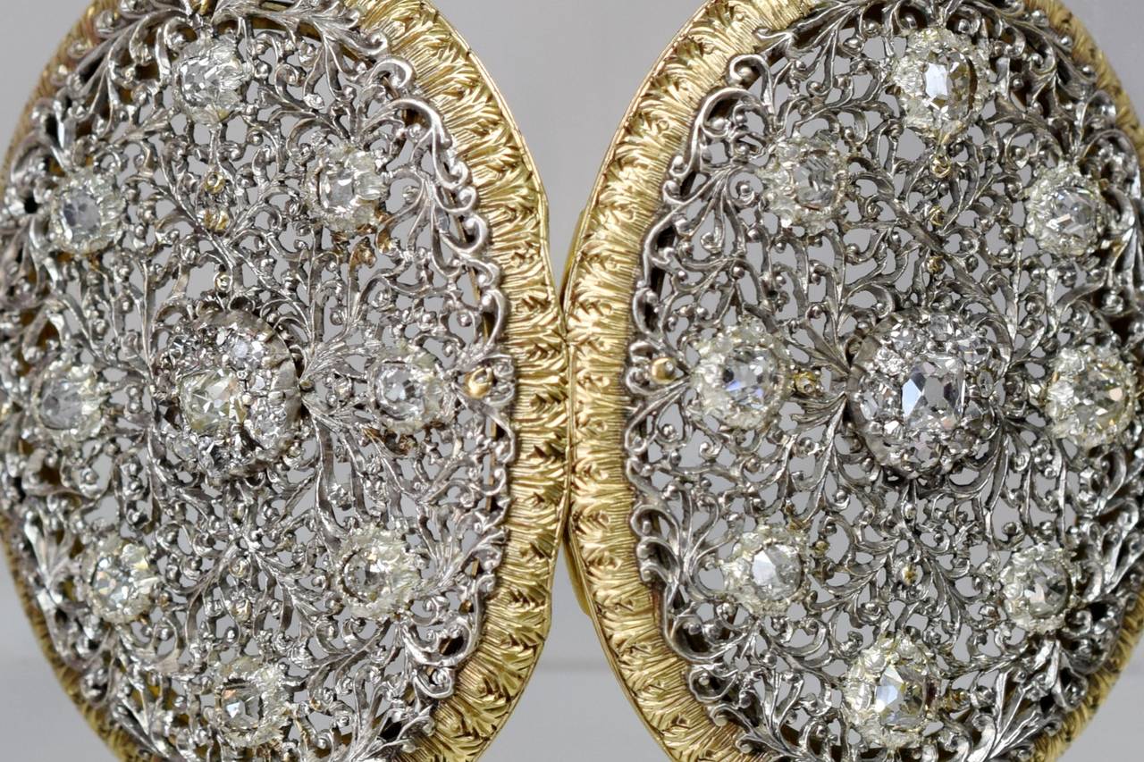 Round Cut Buccellati Diamond Gold Locket Pendant