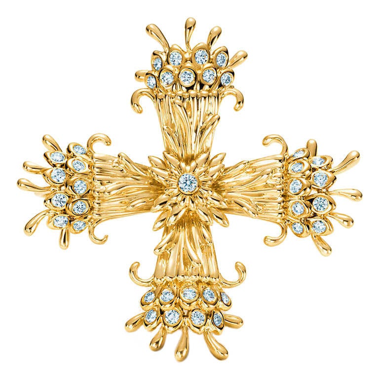 Tiffany & Co. Schlumberger Diamond Gold Cross
