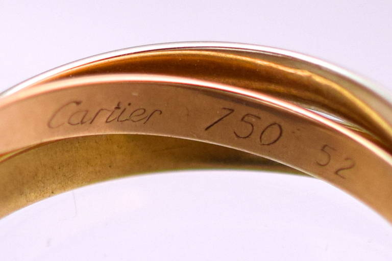 Cartier Trinity Tri-Color Gold Band In Excellent Condition In New York, NY