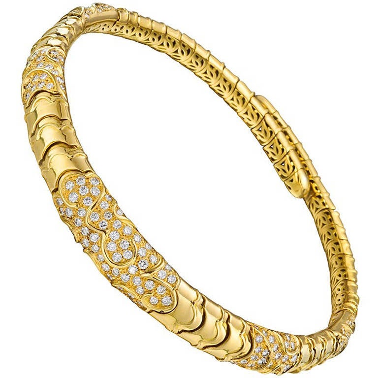 Diamond Gold Collar Necklace at 1stDibs