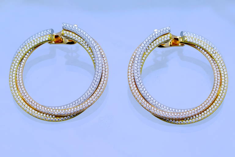 cartier tri color earrings