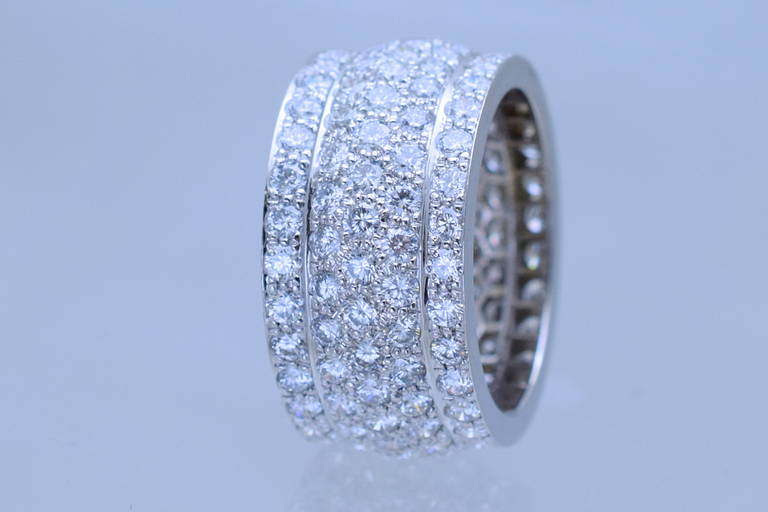 Cartier !  Classic and captivating.
Big, bold, and definitely a statement on the finger!. A glorious 5-row pave band by Cartier, from 