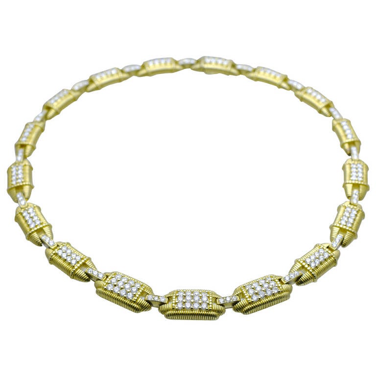 Judith Ripka Diamond Gold Necklace For Sale