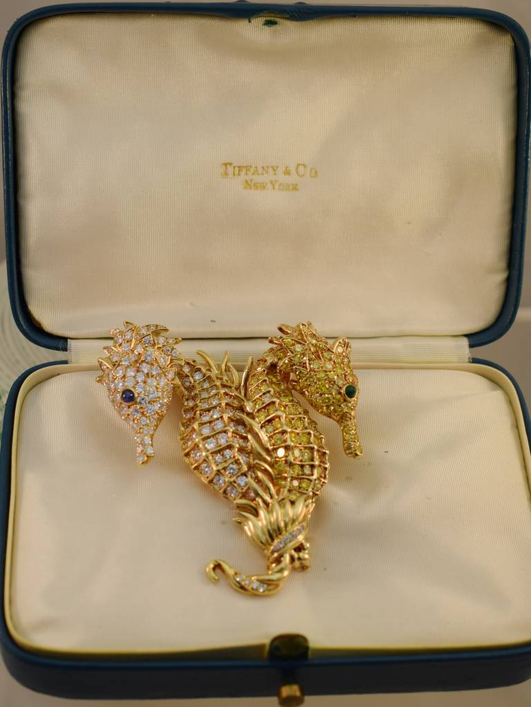 Women's Tiffany & Co Color Diamond Seahorse Brooch