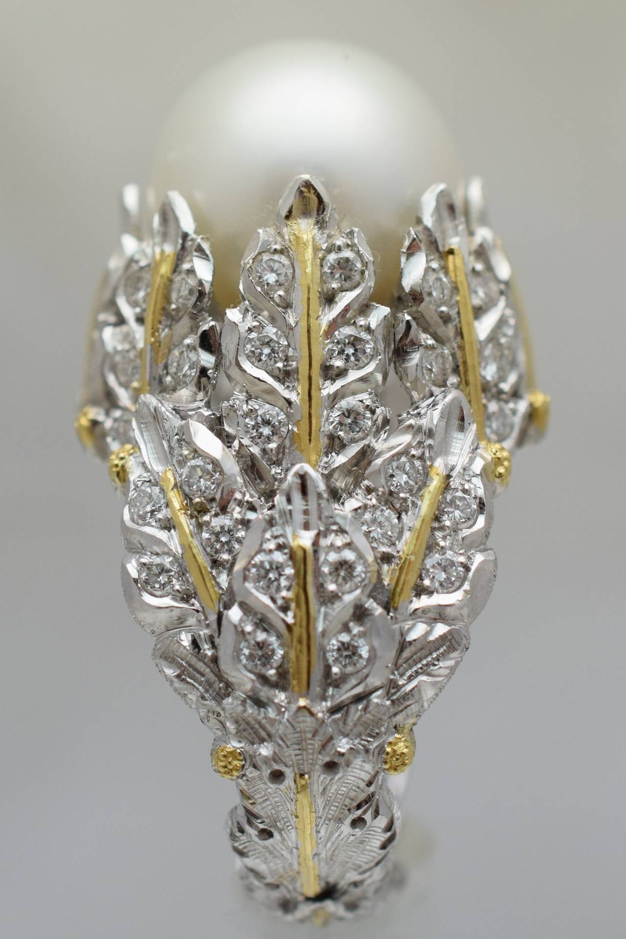 Artist Mario Buccellati Pearl Diamond Gold Ring