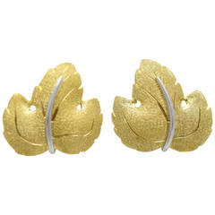 Mario Buccellati Stylized Gold Leaf Earrings