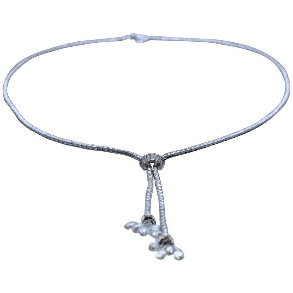 Estate Platinum and Diamond "lariat" Necklace