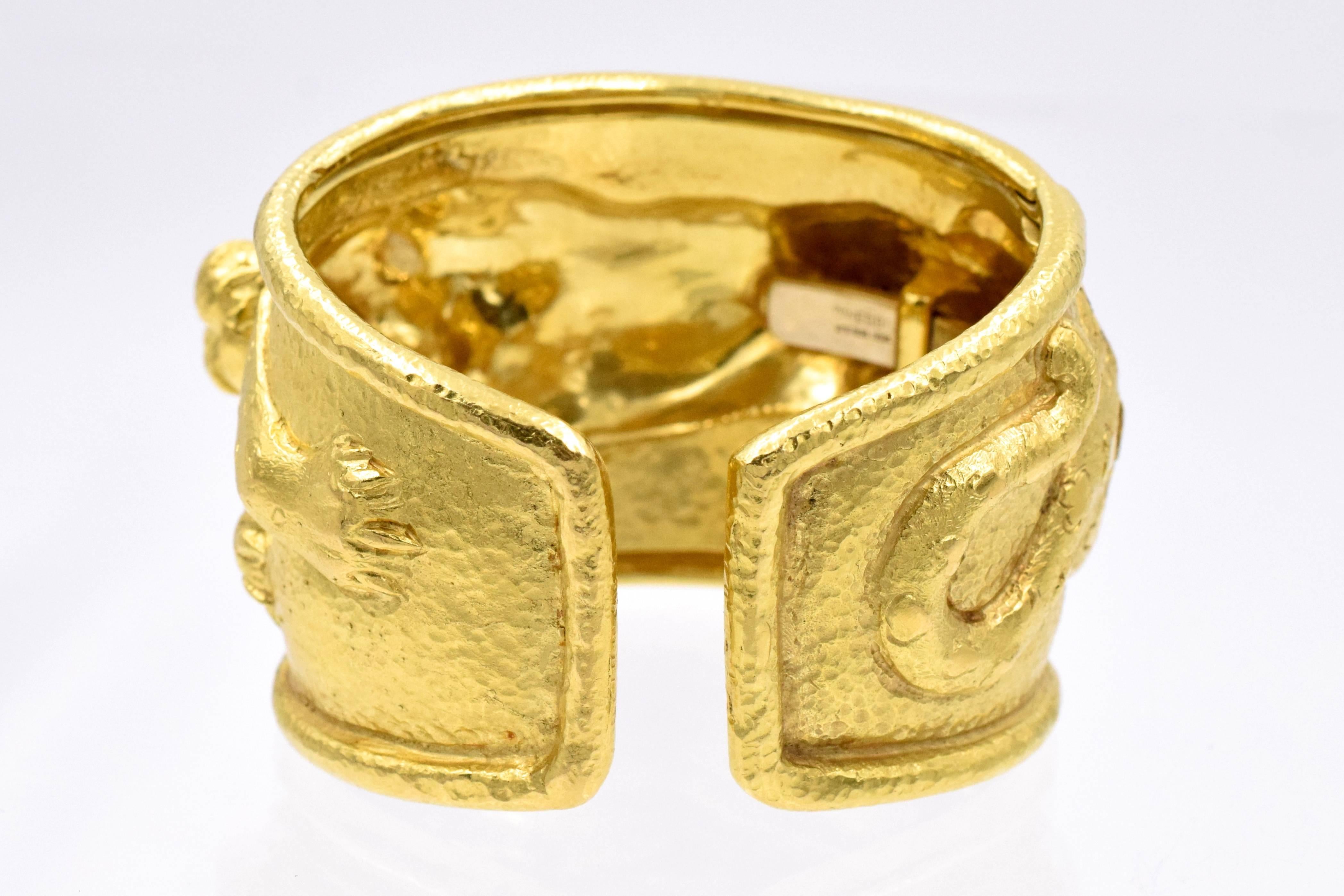 David Webb Emerald Gold Leopard Cuff Bracelet 1