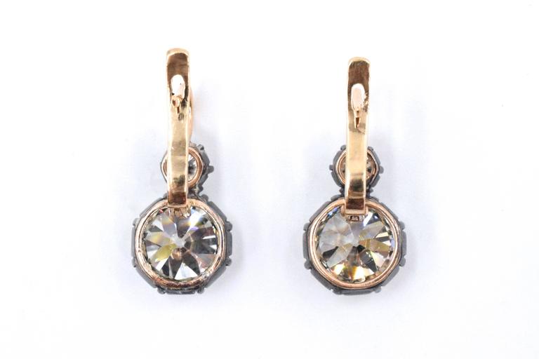 Timeless Old European Diamond Double Drop Earrings For Sale 4