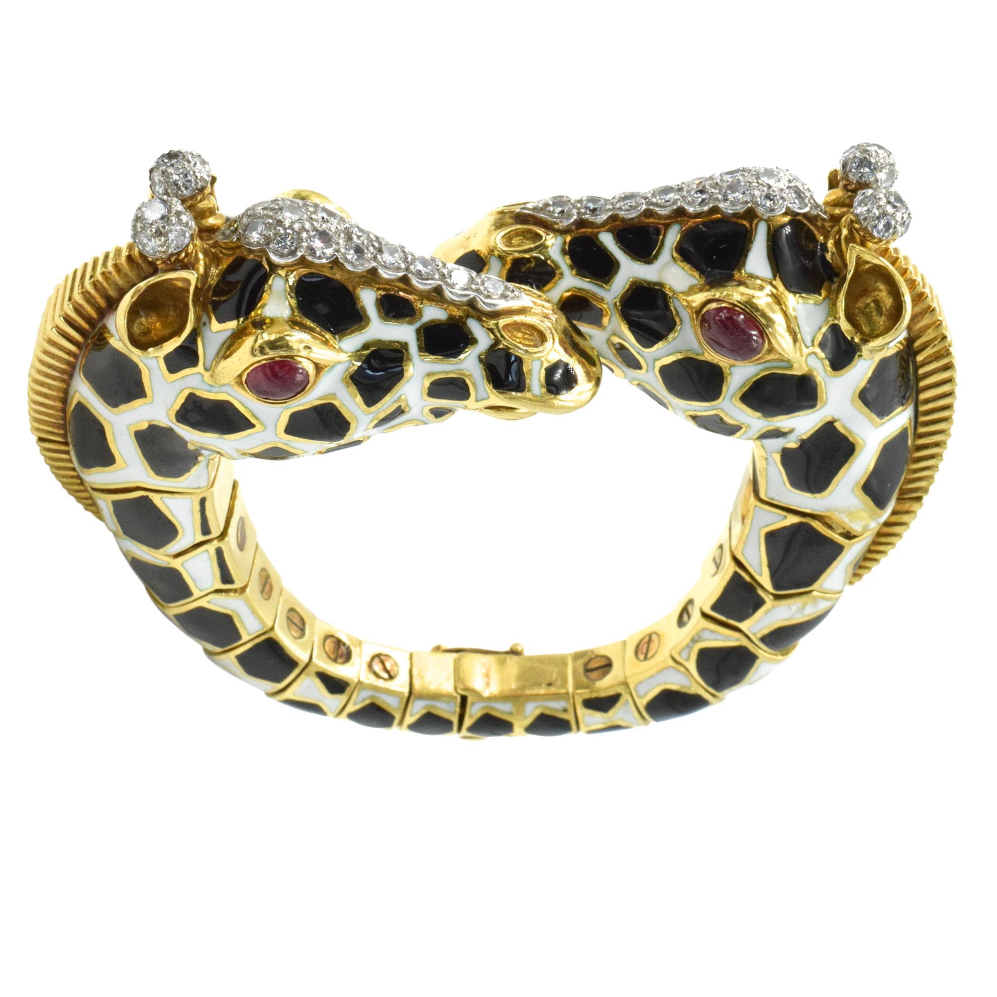 David Webb Diamond, Ruby and Enamel Giraffe Bracelet 5