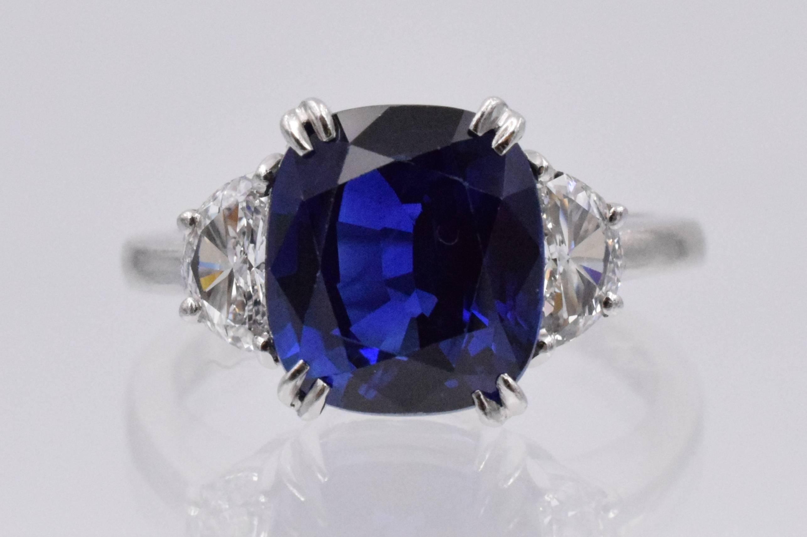 AGL Certified Sapphire Diamond Solitaire Ring In New Condition In New York, NY