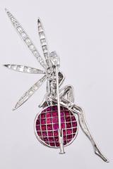 Mystery Set Ruby Diamond Gold Fairy Brooch
