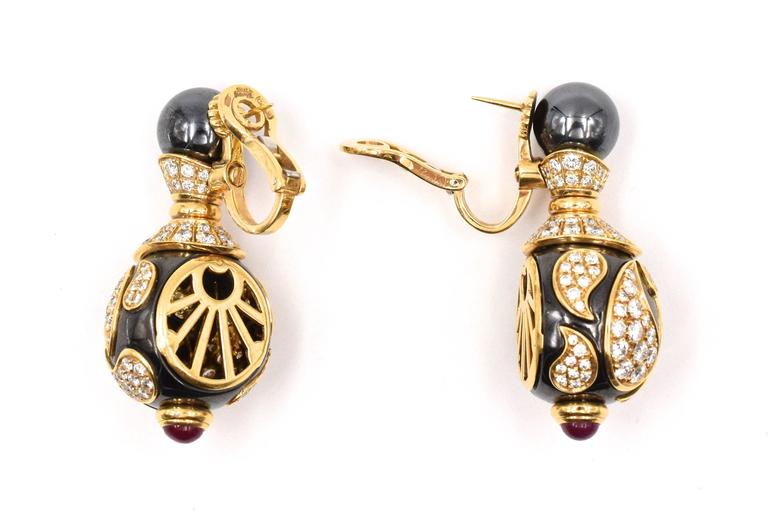 Artist Chopard Diamond and Hematite Earrings For Sale