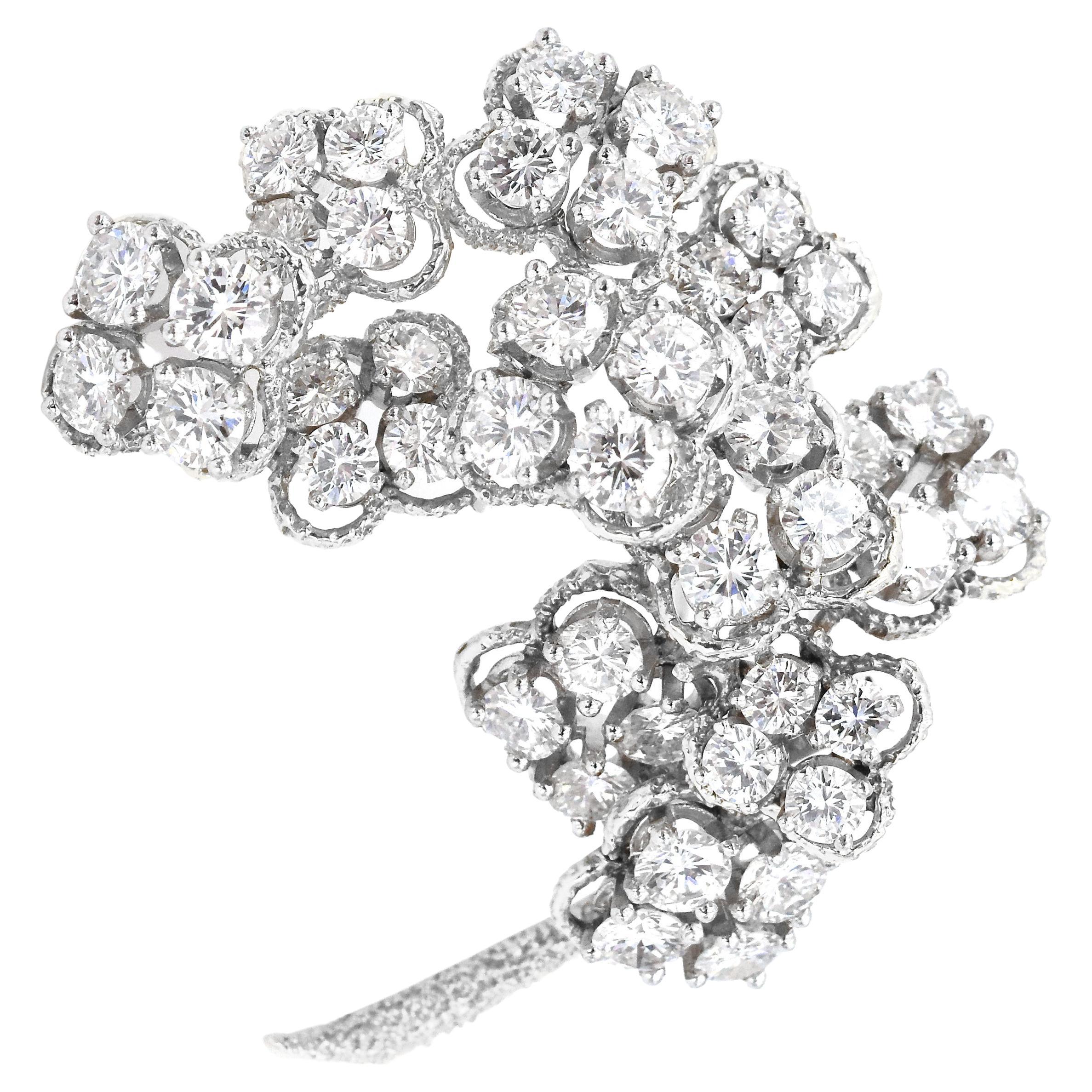 Van Cleef & Arpels Floral Diamond Brooch French For Sale