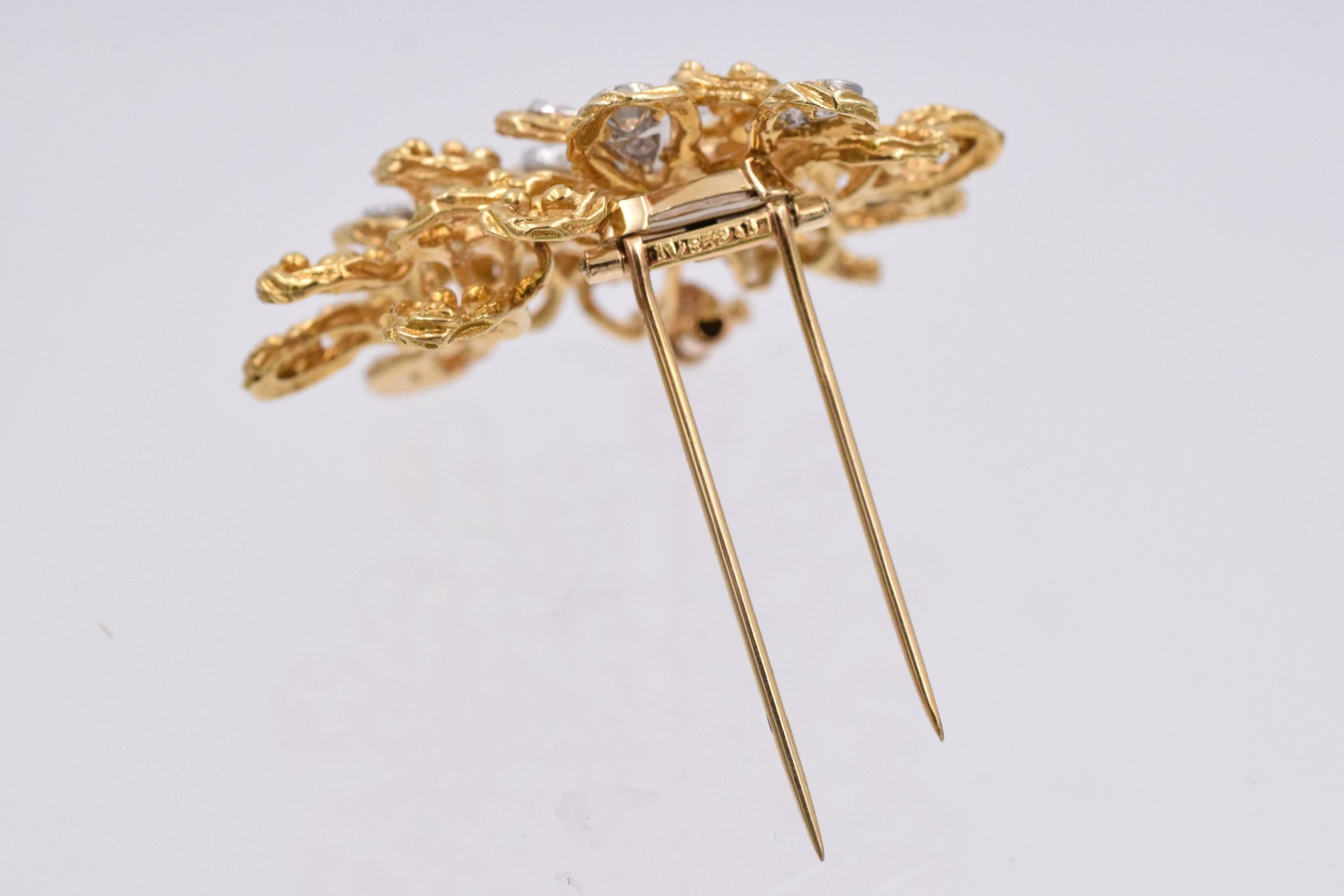 Artist  Van Cleef & Arpels  French Diamond Gold Brooch