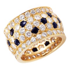 Cartier Sapphire Diamond Gold Panther Band Ring