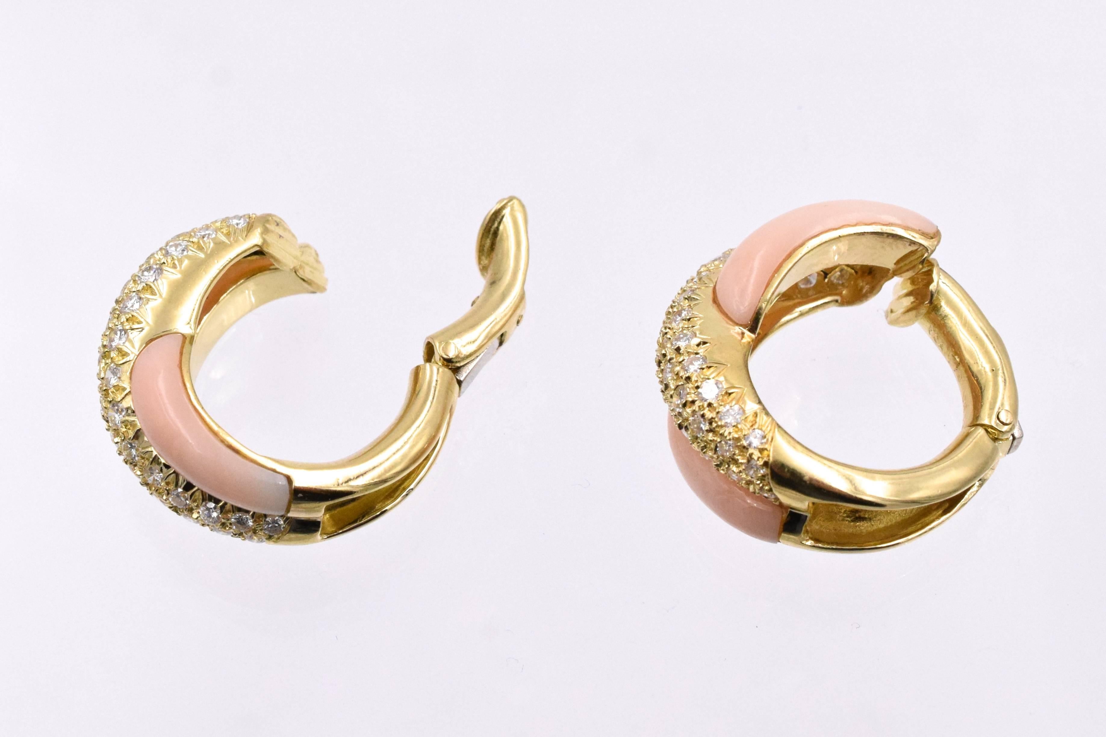 Women's Van Cleef & Arpels Angel Coral Diamond Gold Earrings