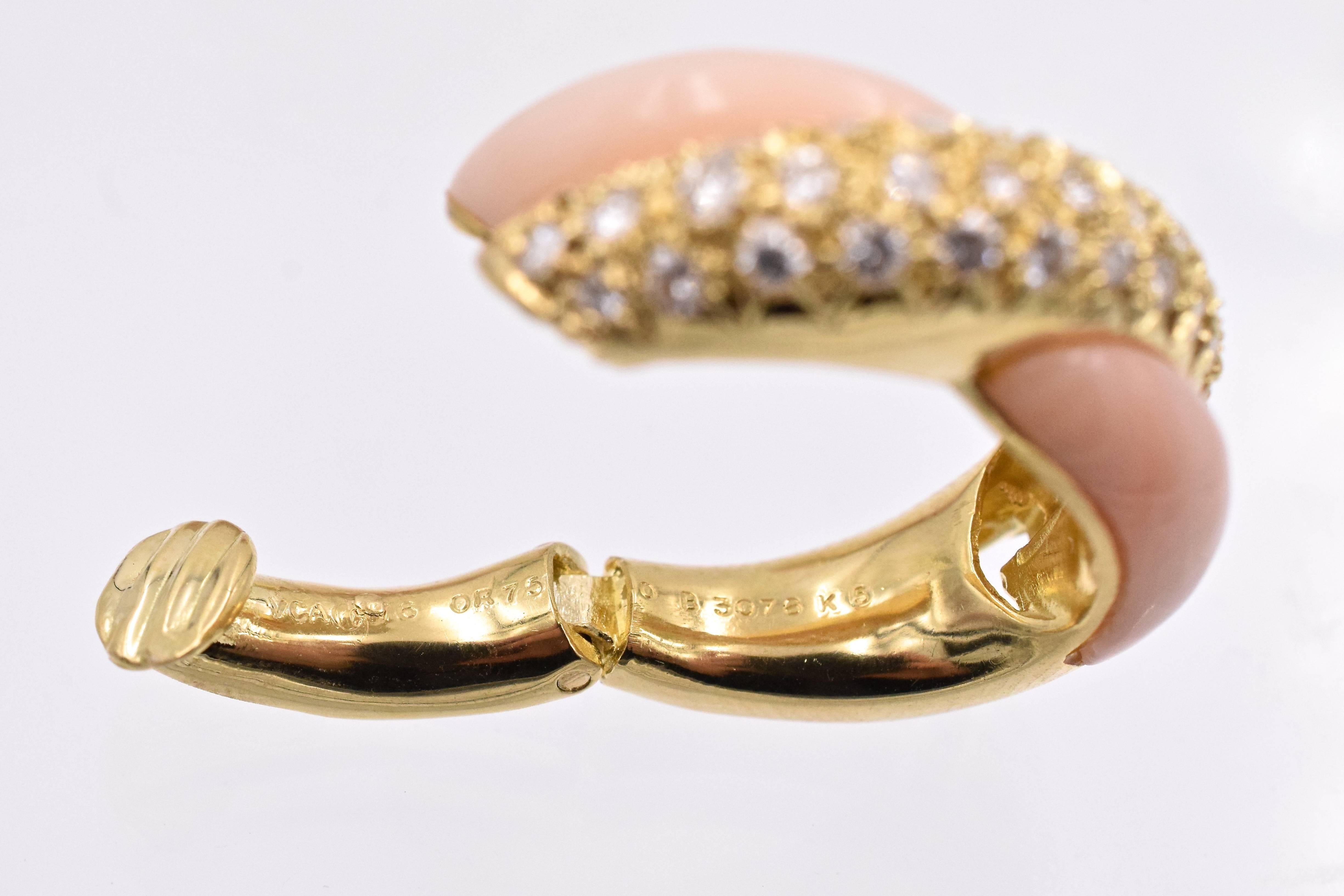 Van Cleef & Arpels Angel Coral Diamond Gold Earrings 1