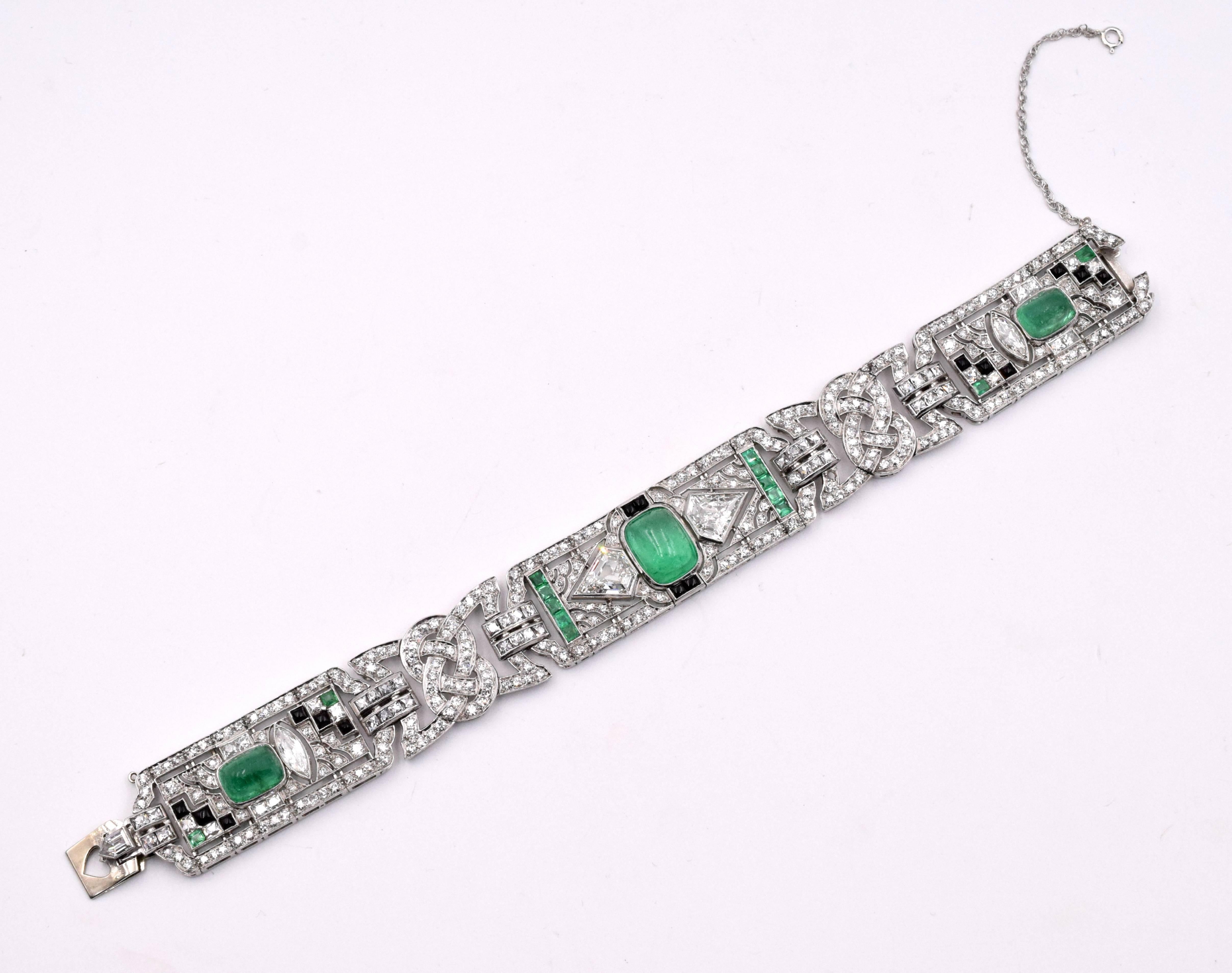 Women's Art Deco Diamond and Emerald Bracelet