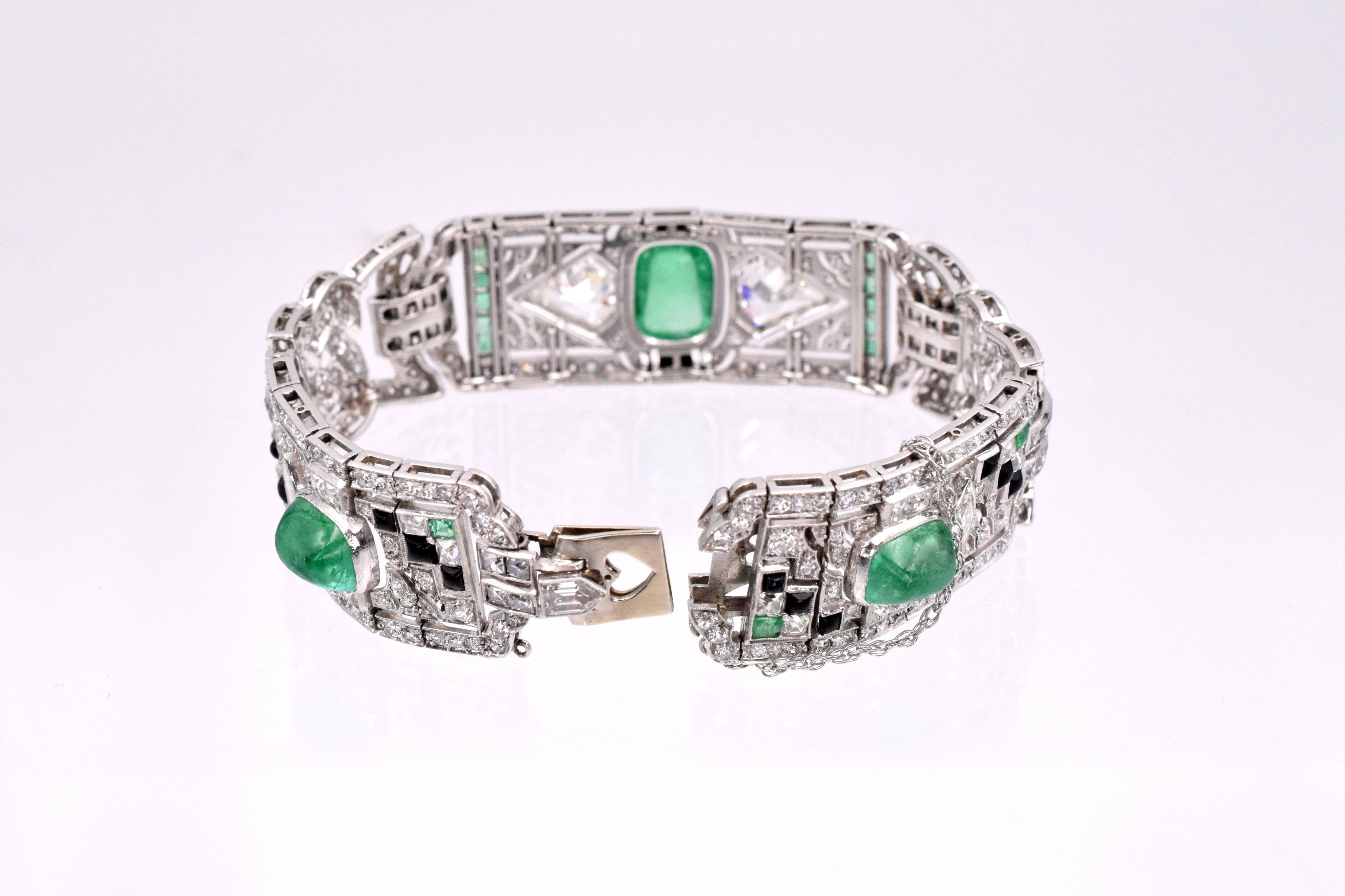 Art Deco Diamond and Emerald Bracelet 1