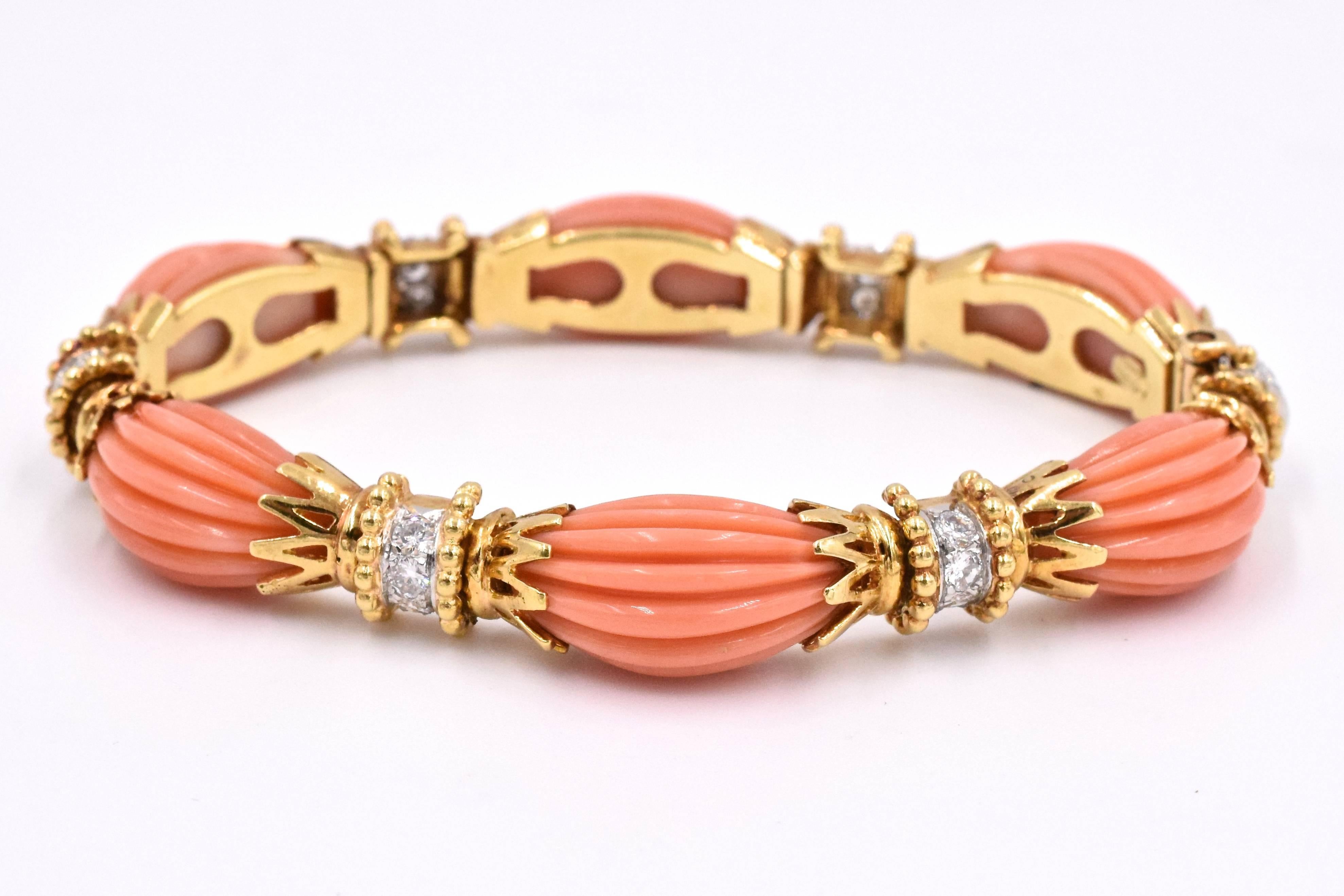 Artist Van Cleef & Arpels Coral Diamond Demi Parure For Sale