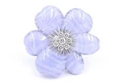 Van Cleef & Arpels "Rose De Noel" Chalcedony Brooch Necklace
