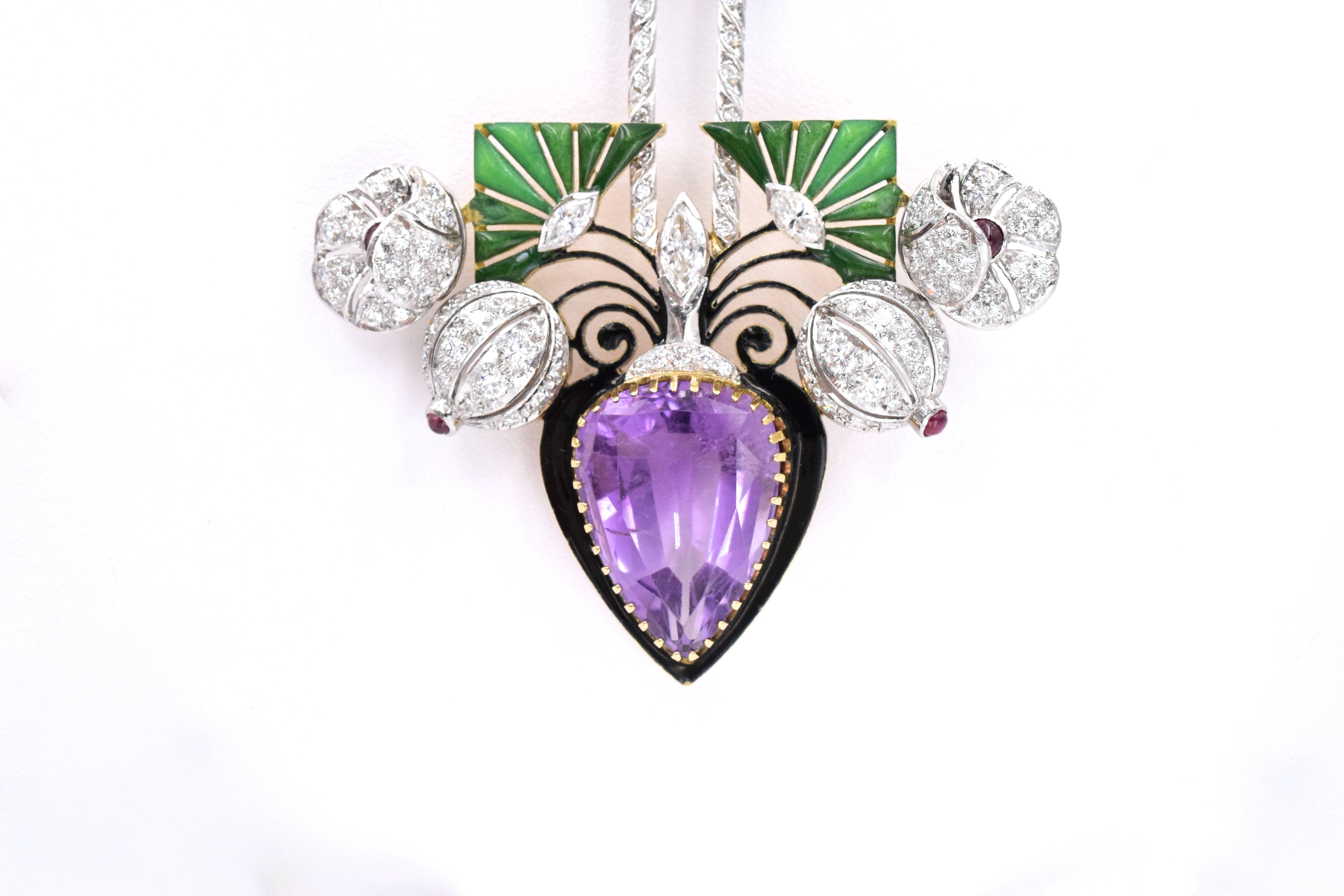 Art Deco Amethyst Diamond Necklace