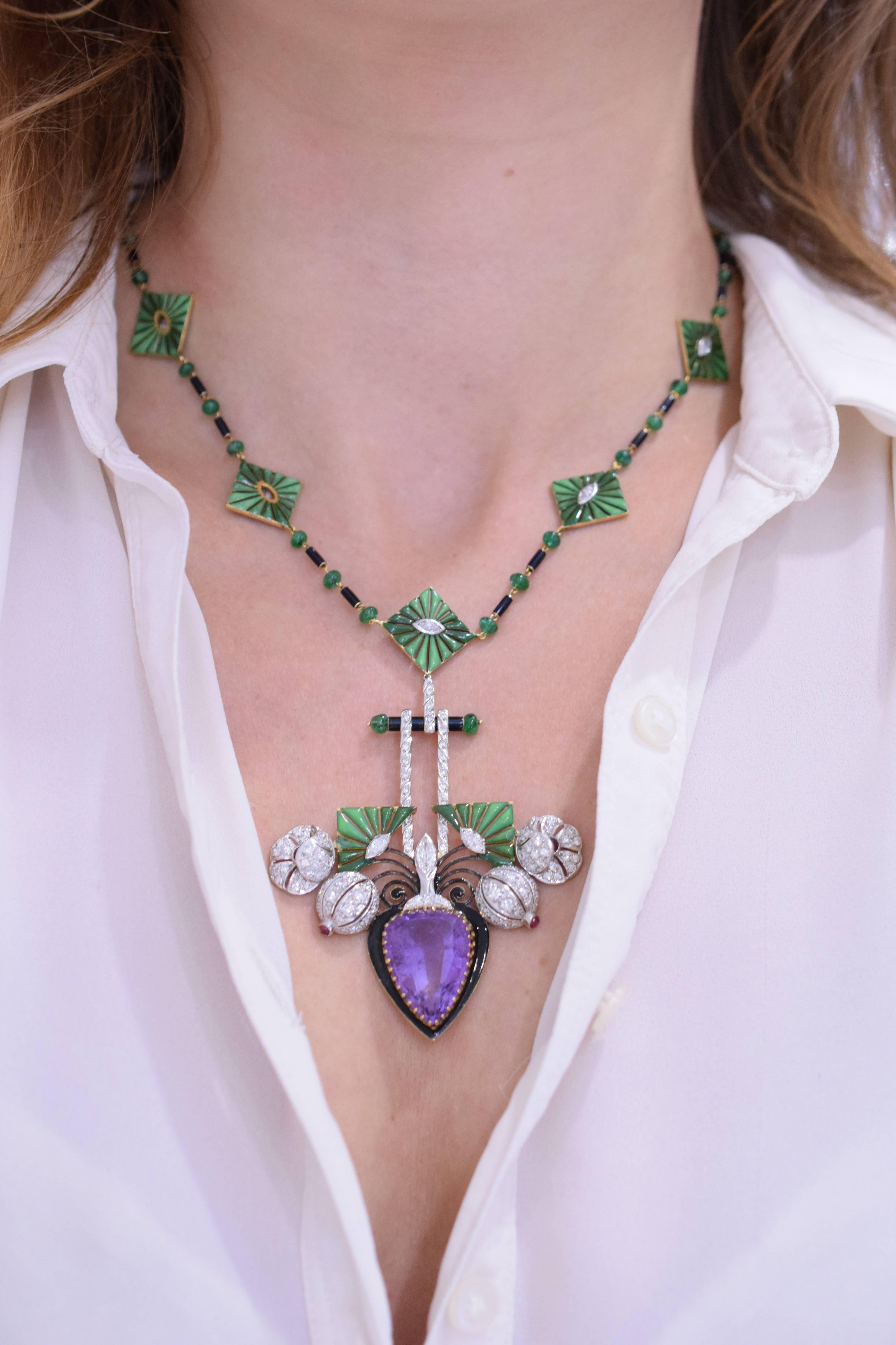 Women's Amethyst Diamond Necklace