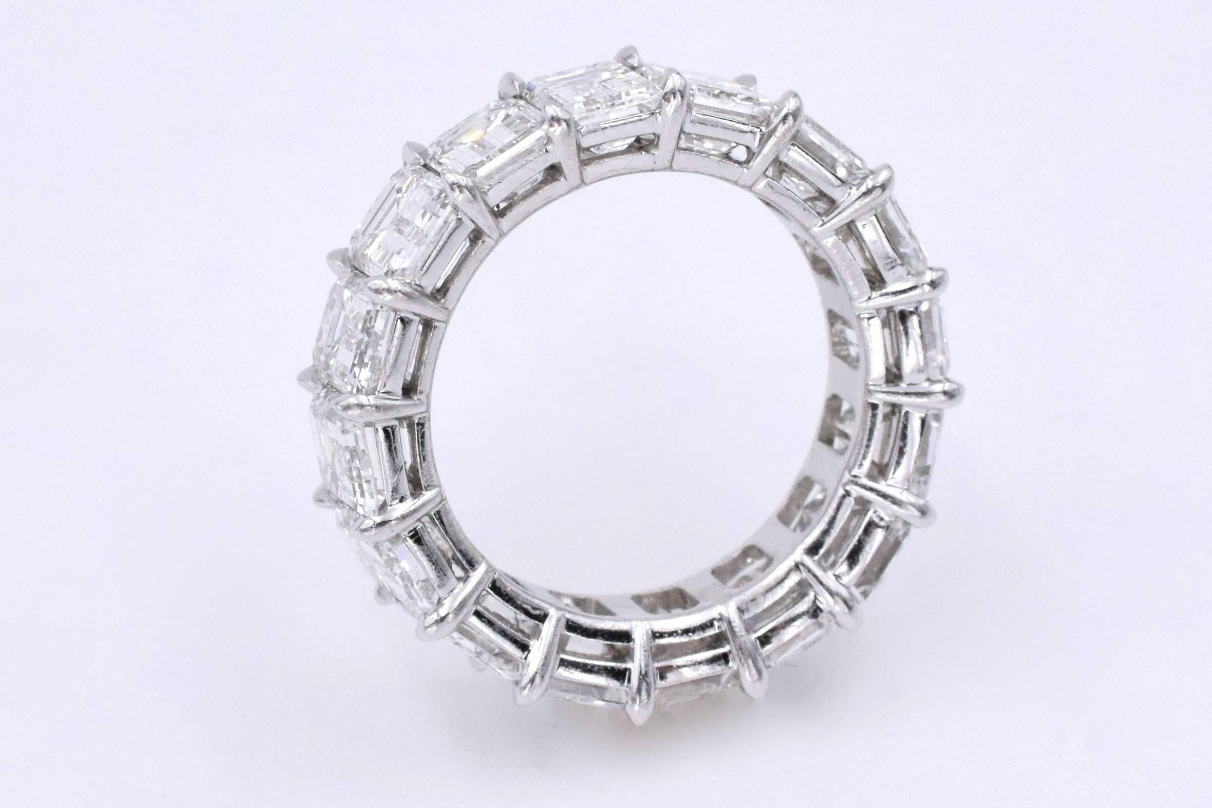 Nally 9.80 Carat Emerald Cut Diamonds Platinum Band Ring 1
