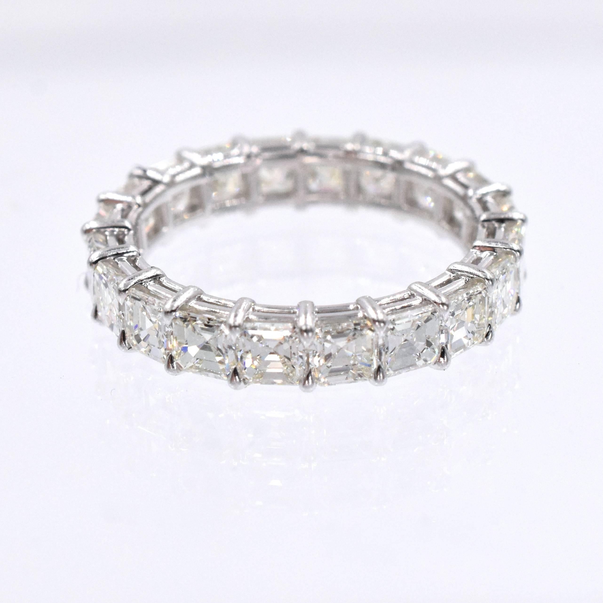 Contemporary Nally Asscher Shape diamond Platinum Band Ring