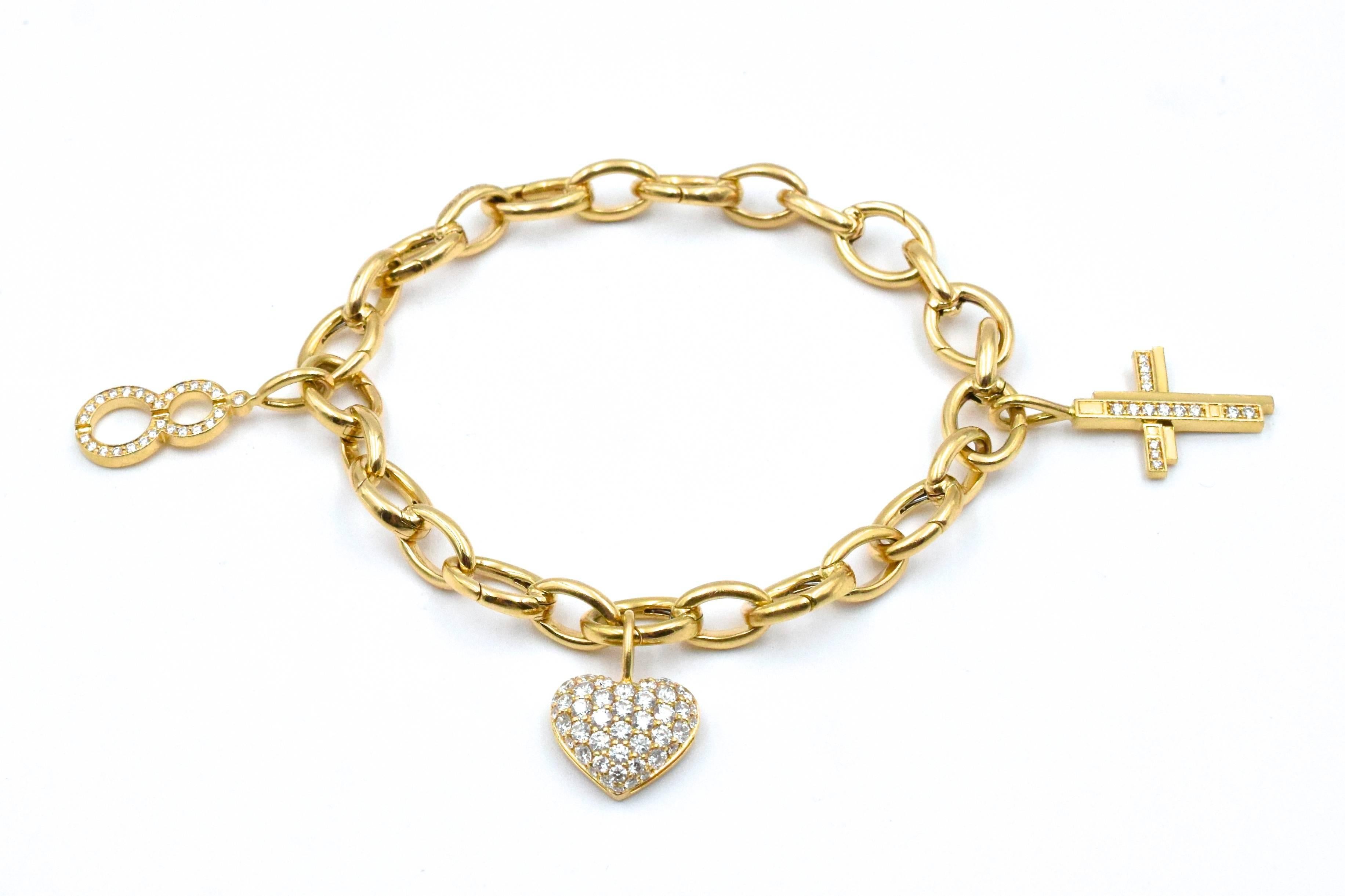 Harry Winston Diamond Gold Charm Bracelet 3