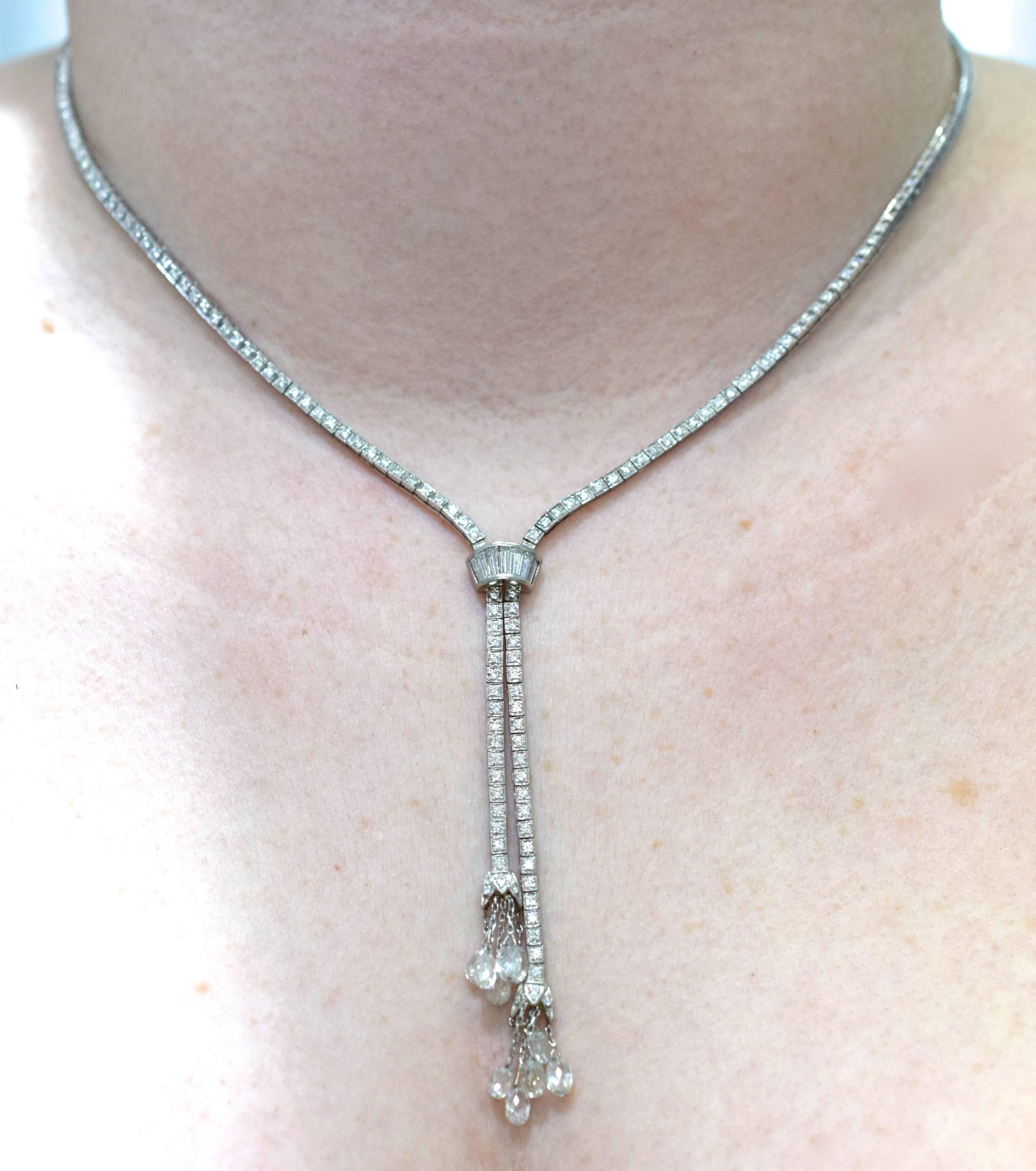 Briolette Cut Diamond Necklace For Sale