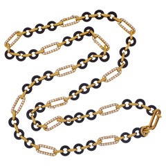 Van Cleef & Arpels Combinaison collier/bracelet à maillons en onyx noir et diamants