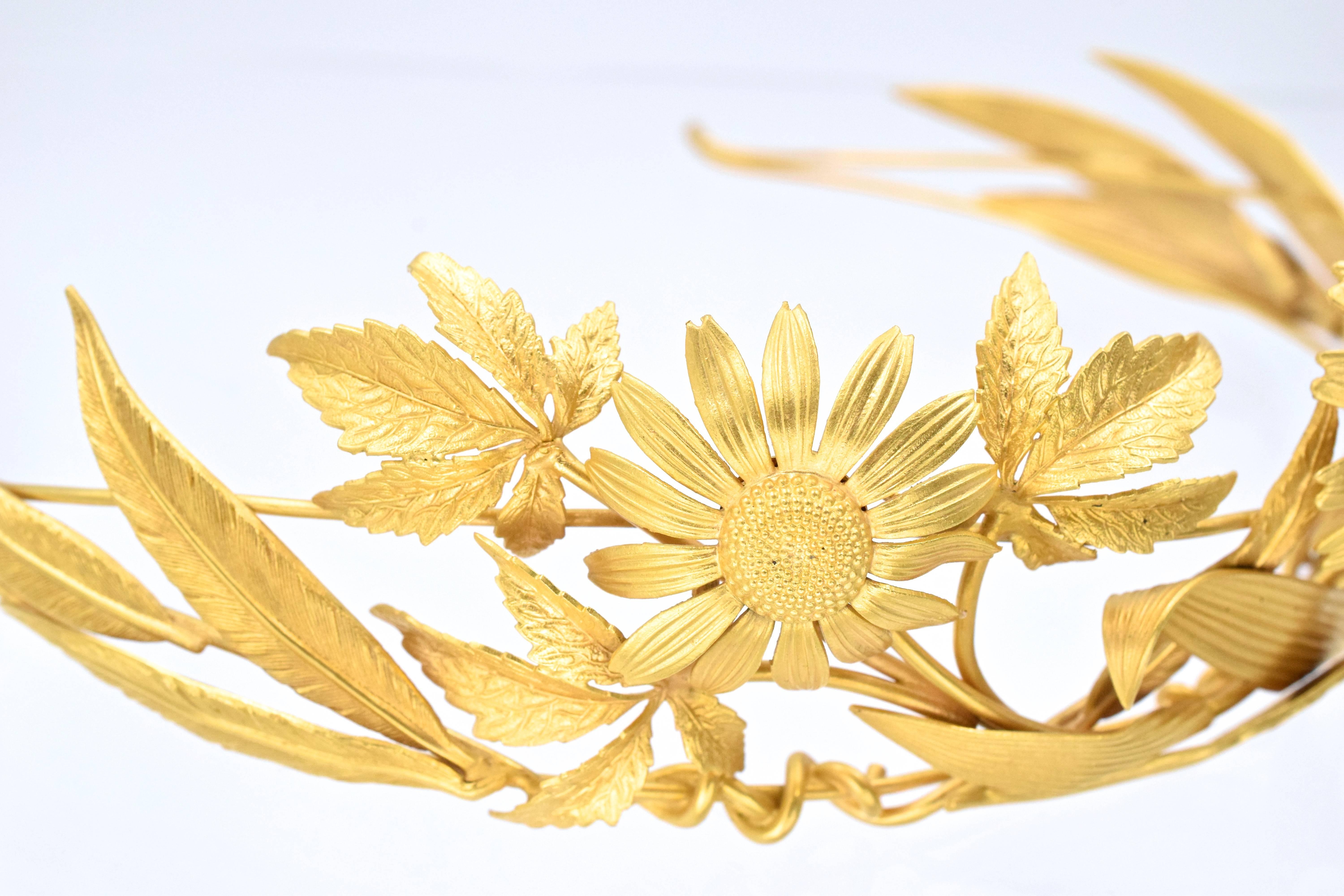 Hermes Vermeil Floral Tiara In Excellent Condition In New York, NY