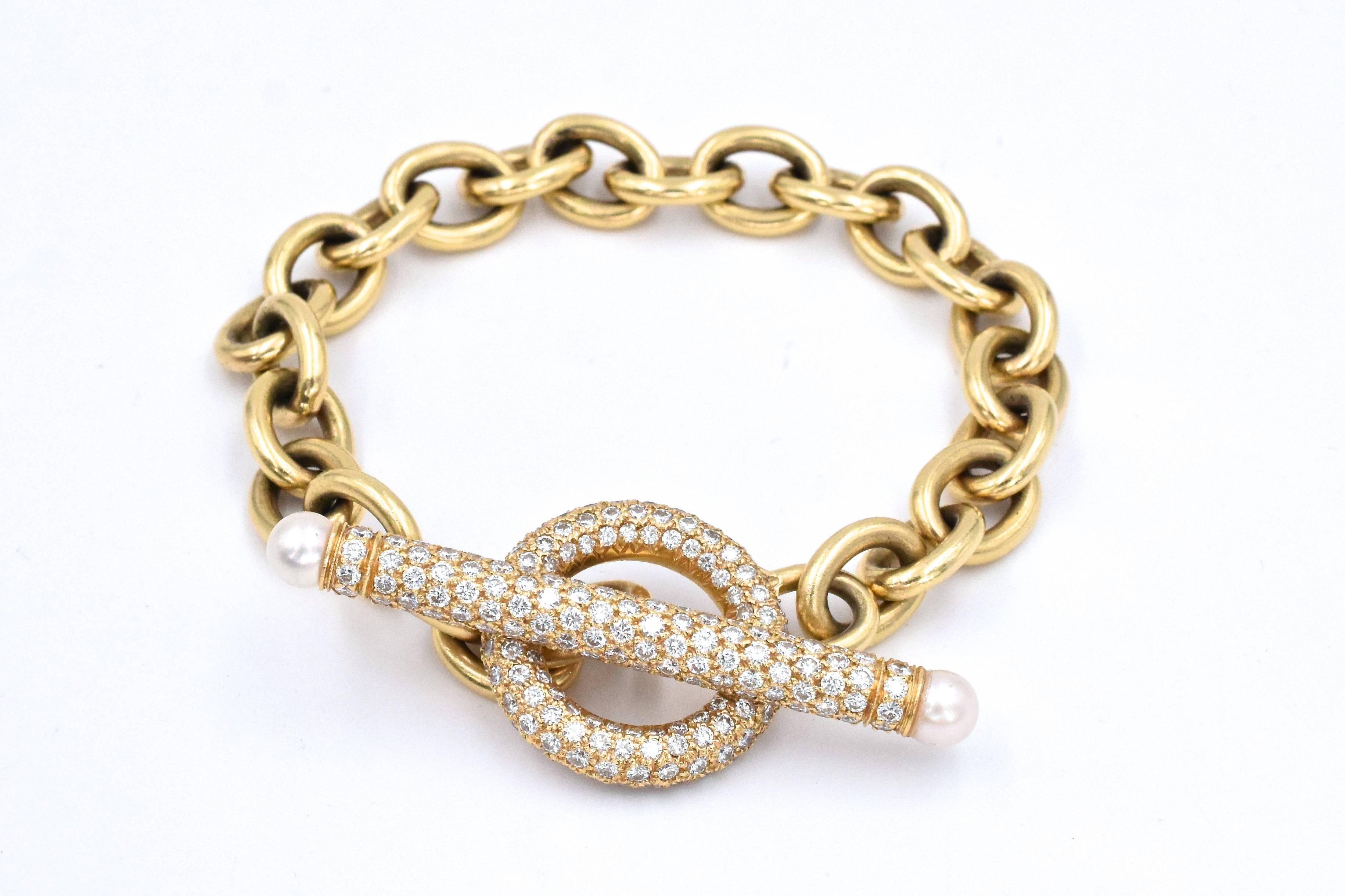 Oscar Heyman Diamond Gold Necklace and Bracelet In Excellent Condition In New York, NY