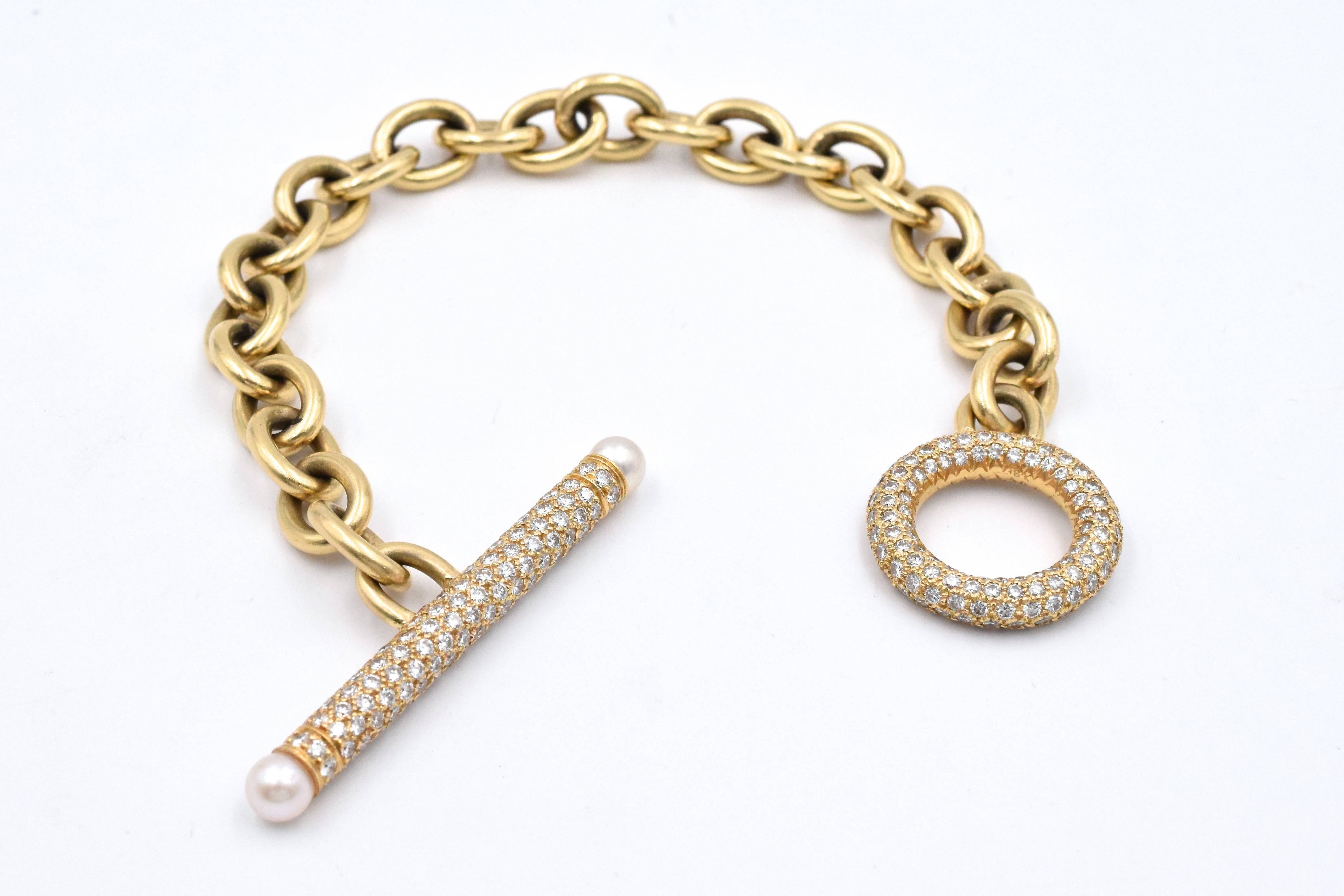 Women's or Men's Oscar Heyman Diamond Gold Necklace and Bracelet