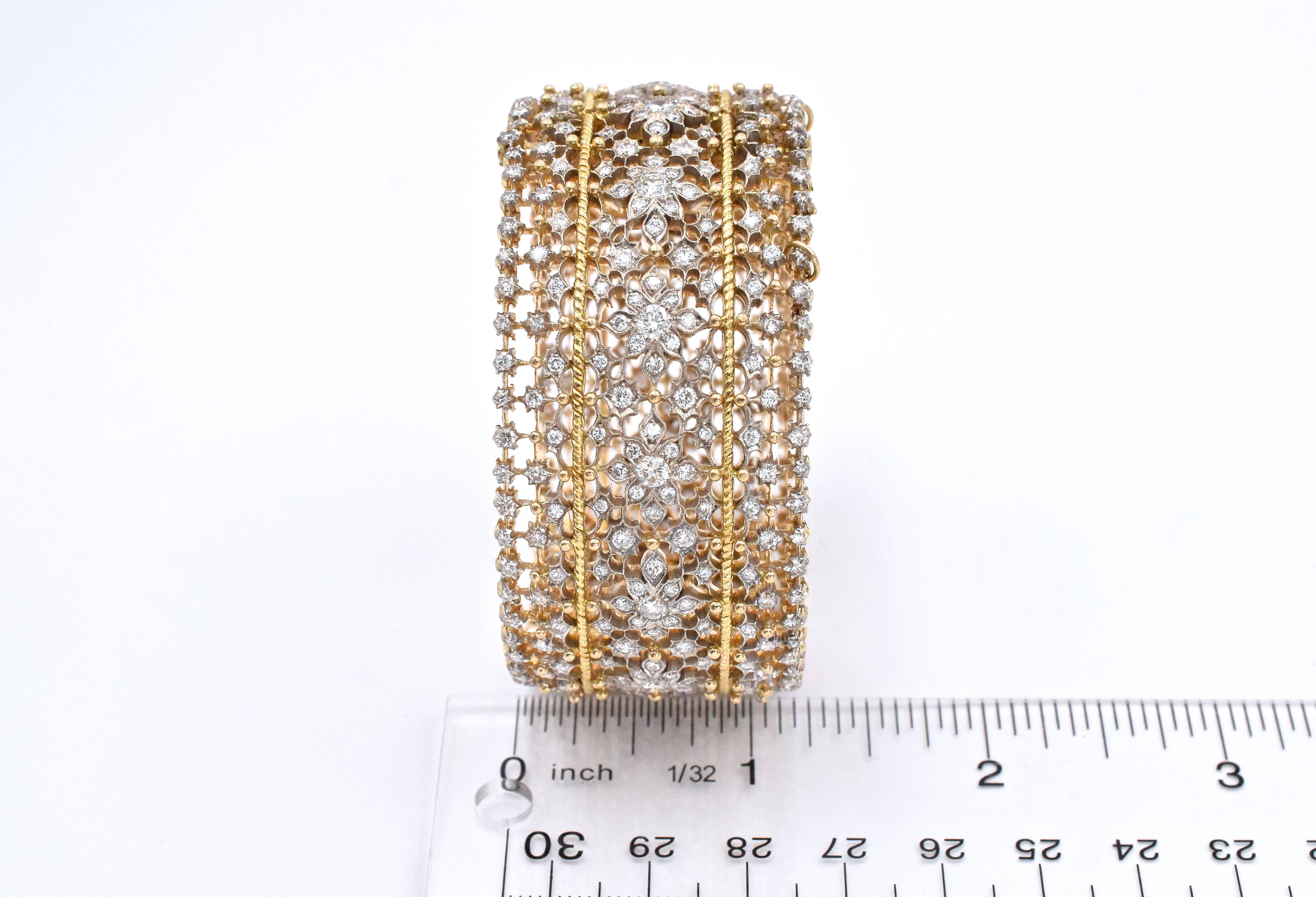 Artist Diamond Gold Cuff Bangle Bracelet
