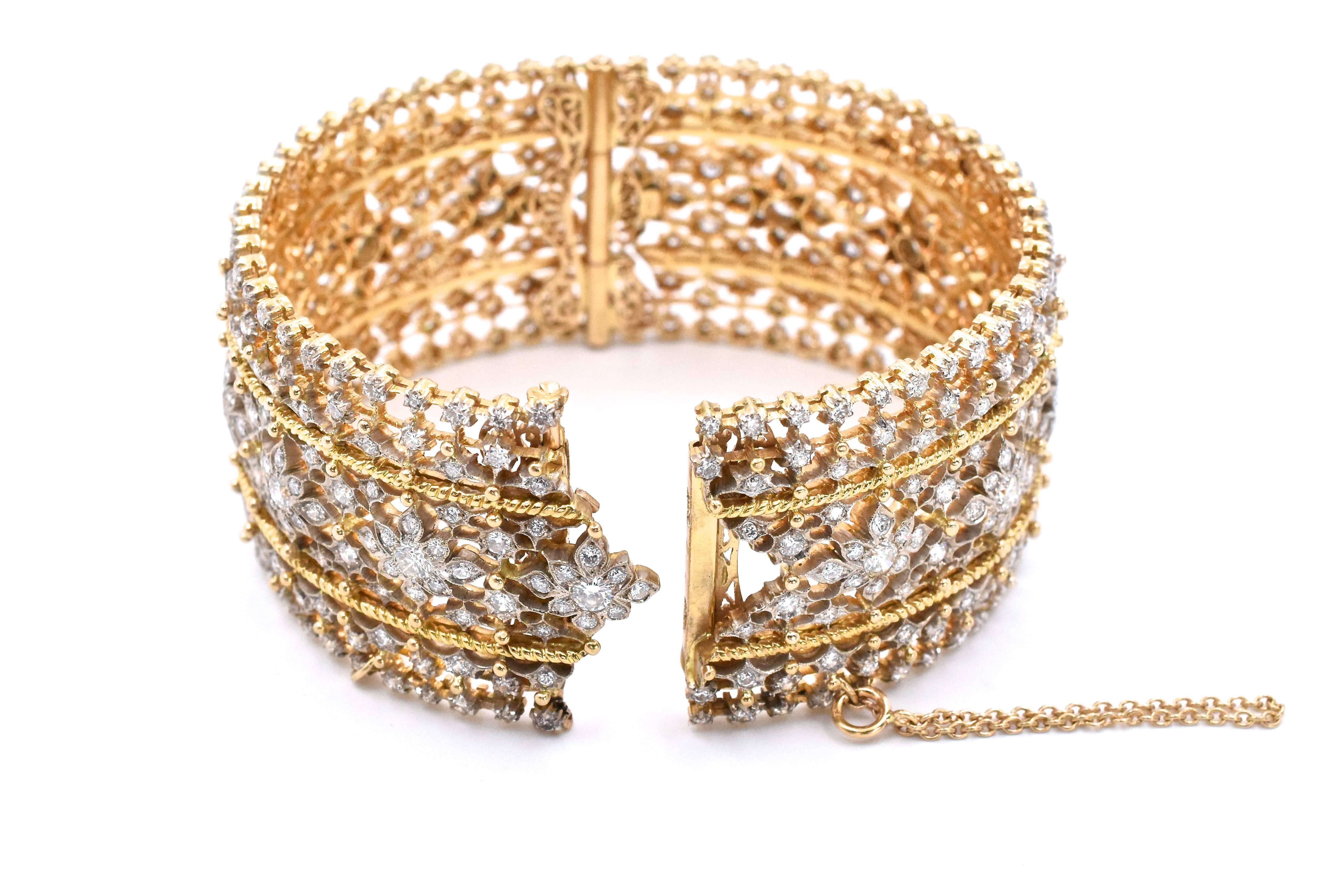 Diamond Gold Cuff Bangle Bracelet 2