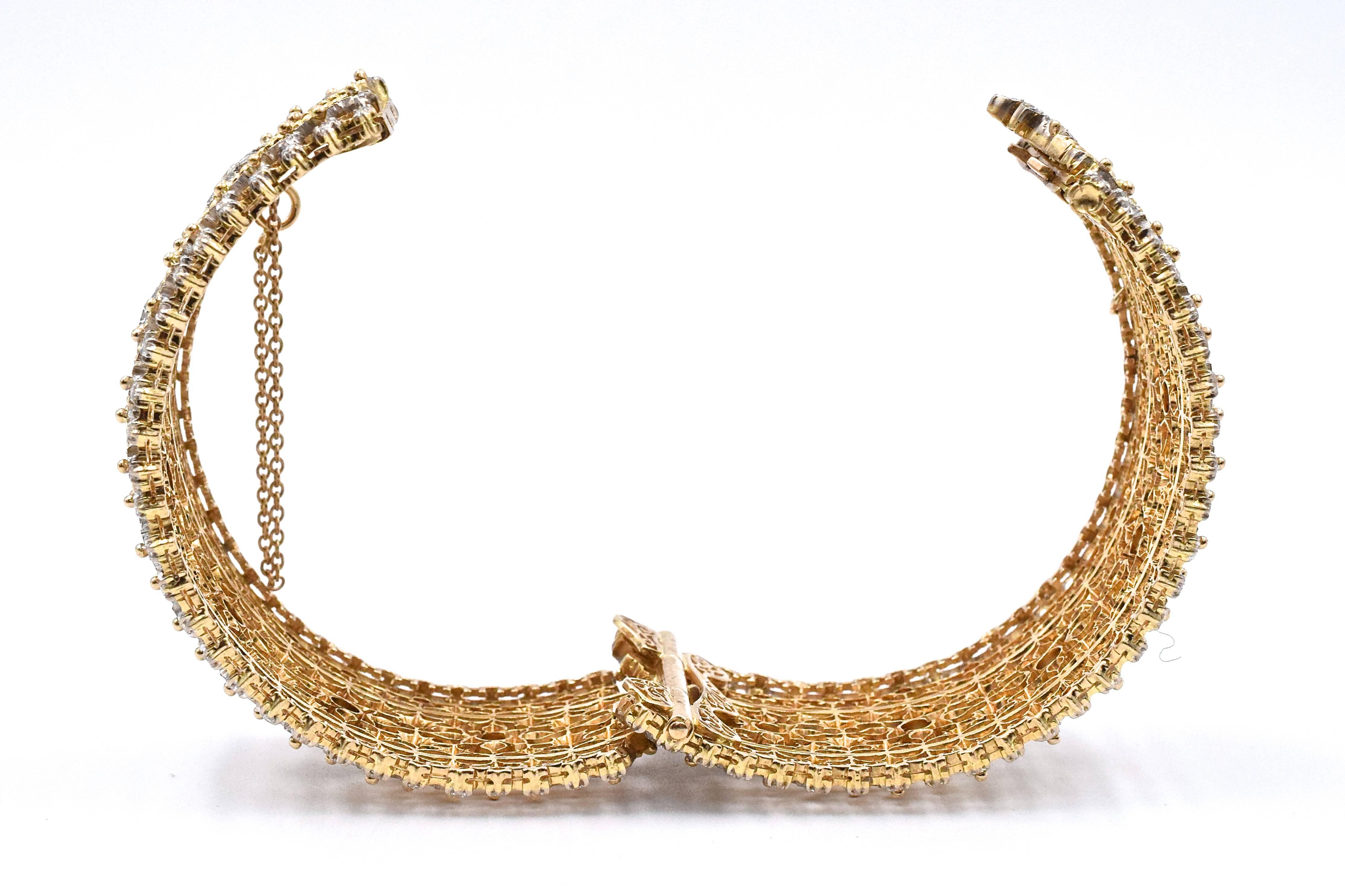 Diamond Gold Cuff Bangle Bracelet 4