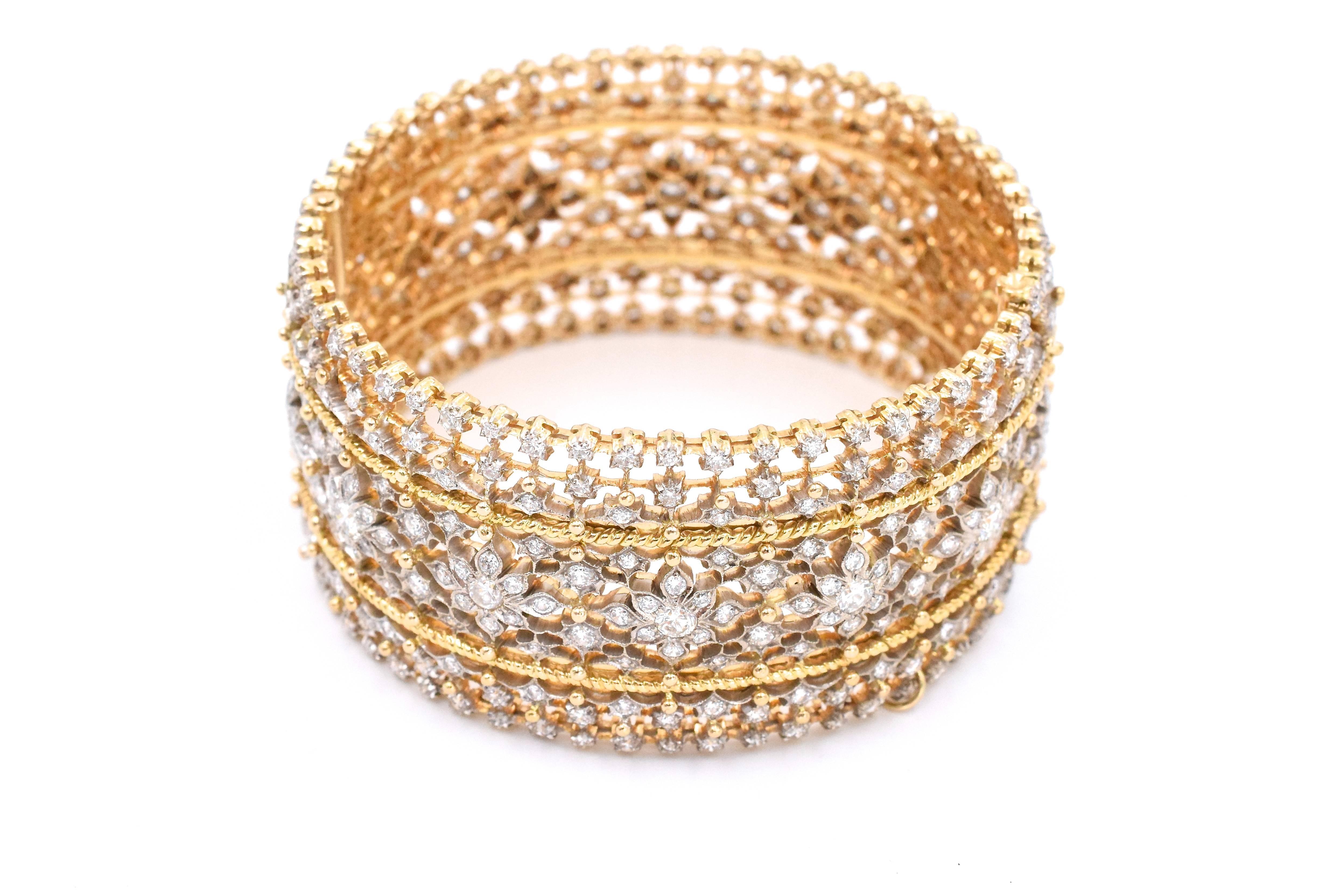 Diamond Gold Cuff Bangle Bracelet 5