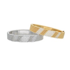 Set di bracciali Van Cleef & Arpels Perlee a 5 file con diamanti in oro bianco/giallo