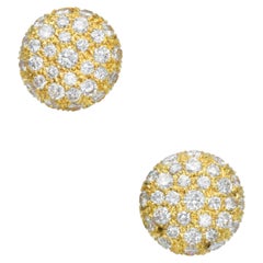 Orecchini a clip con bottoni in diamanti Harry Winston in oro giallo 18k