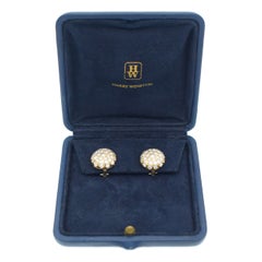 Harry Winston Diamond Button Clip On Earrings In 18k Yellow
