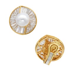 Harry Winston Vintage Pearl and Diamond Clip-On Earrings In 18k